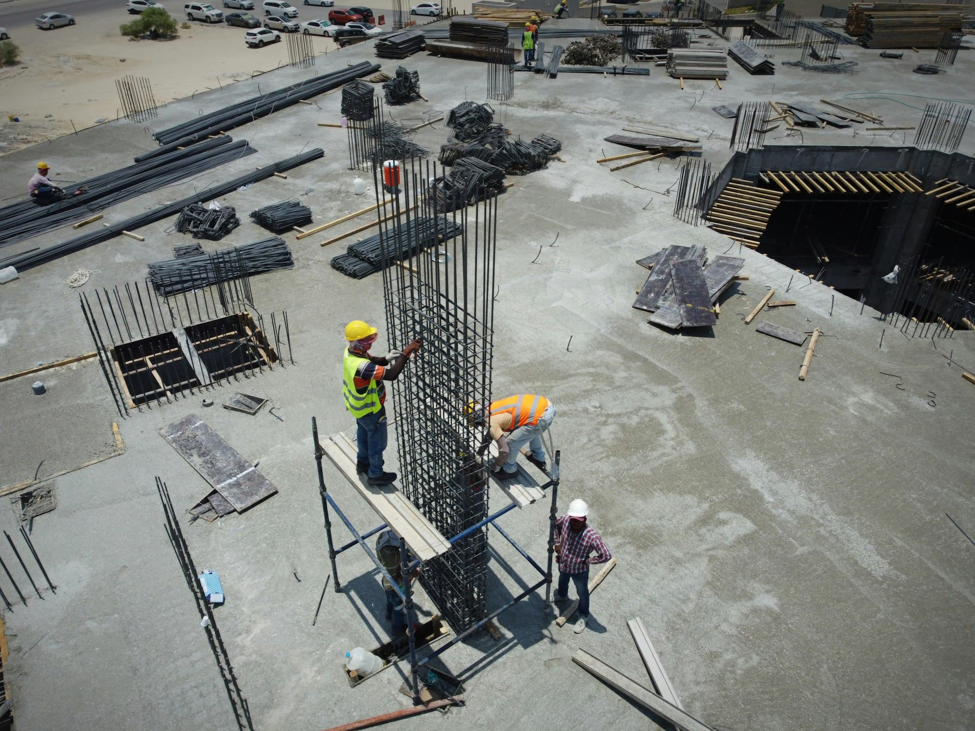 Crew working on an active construction site