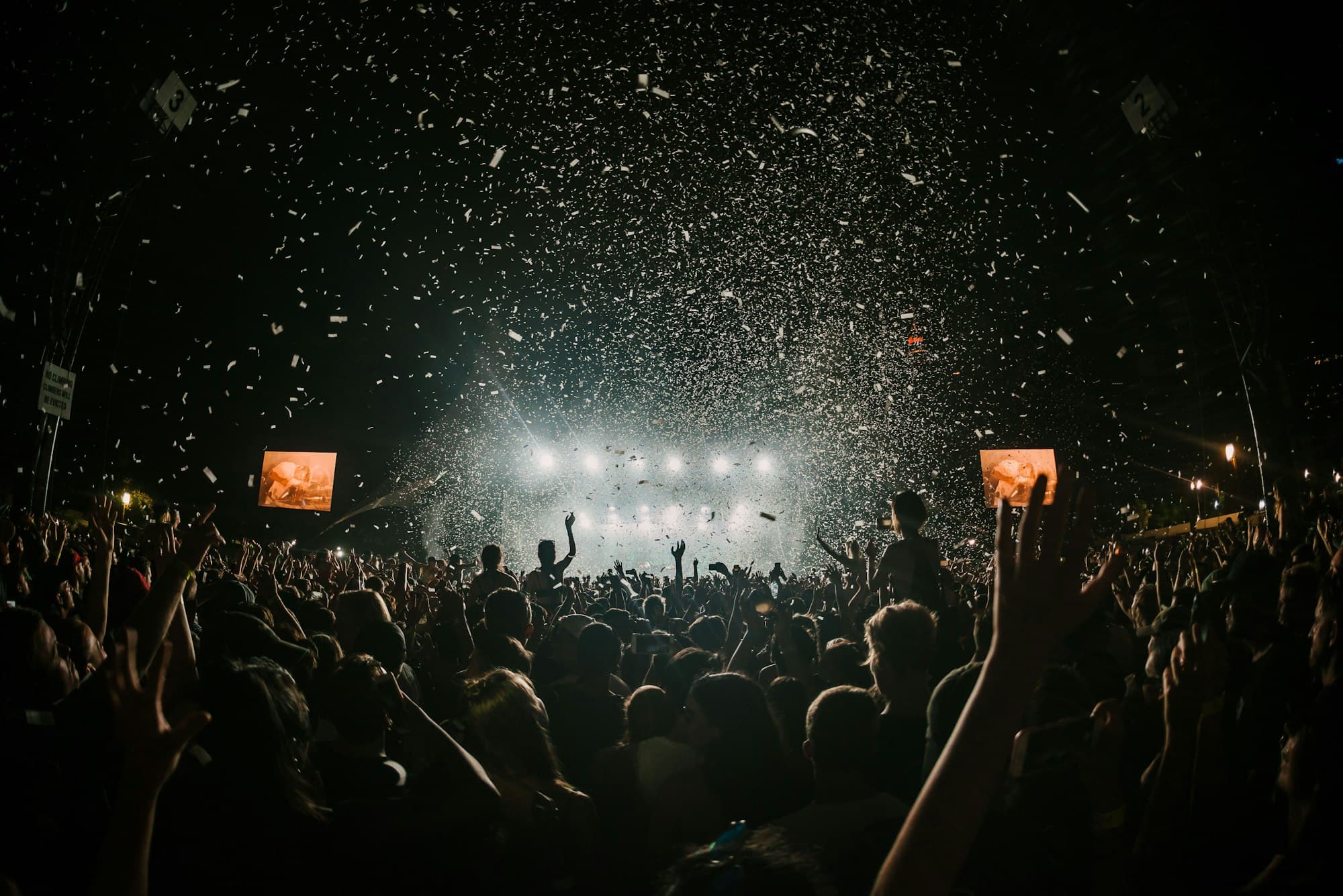 Large festival crowd at dusk
